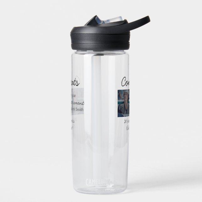 Botella De Agua Felicidades por tu retiro añada fecha de foto (Izquierdo)