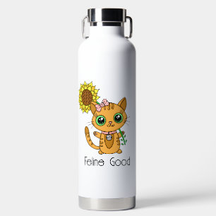 Botella De Agua Feline Good   Pun de gato Personalizado Kitty