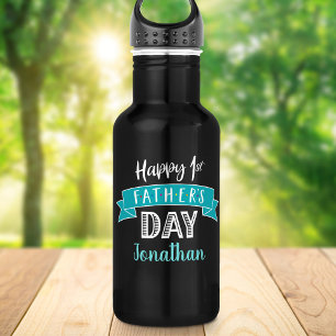 Botella De Agua Feliz 1er Día del Padre Estandarte Turquesa con No