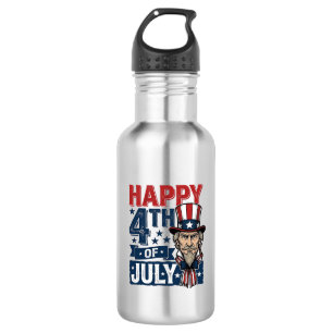 Botella De Agua Feliz 4 de julio Camiseta de tío patriótico vintag
