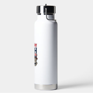 Botella De Agua Feliz 4 de julio Diseño de camiseta patriótica vin