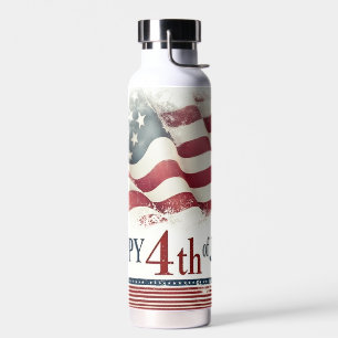 Botella De Agua Feliz 4 de julio - Diseño Vintage Bandera American
