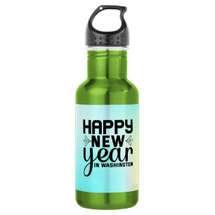 Botella De Agua Feliz Año Nuevo en Washington-54688