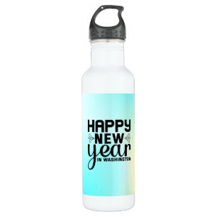 Botella De Agua Feliz Año Nuevo en Washington-54688
