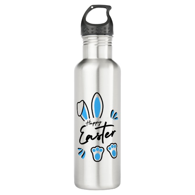 Botella De Agua Feliz azul de Pascua (Anverso)