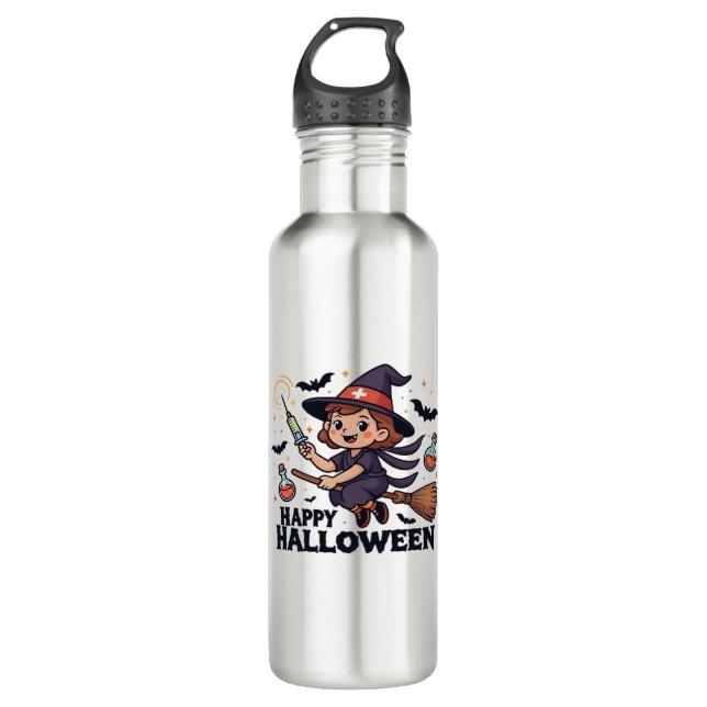 Botella De Agua Feliz Camisa de Enfermeras de Halloween - Cuidada  (Anverso)