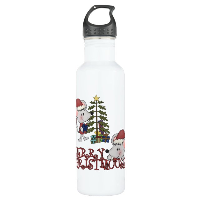 Botella De Agua Feliz Christmouse con árbol (Anverso)