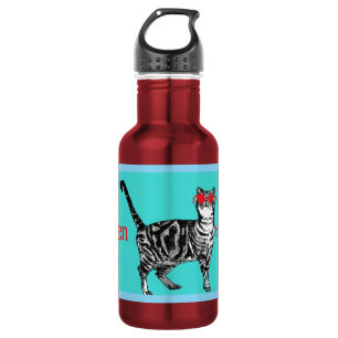 Botella De Agua Feliz cumpleaños a tu esposo de gatos de Tabby en 