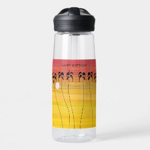 Botella De Agua Feliz cumpleaños, maravilloso atardecer tropical