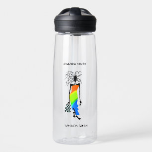 Botella De Agua Feliz cumpleaños, resumen elegante y elegante muje