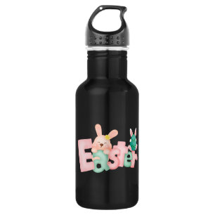 Botella De Agua Feliz deseo de Pascua - Graciosos besos conejitos