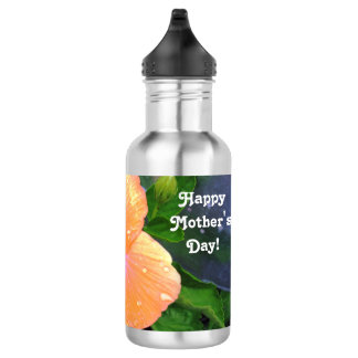 Botella De Agua Feliz Día de la Madre Hibisco Naranja