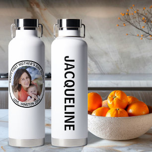 Botella De Agua Feliz Día de la Madre, mamá, Personalizado, foto y