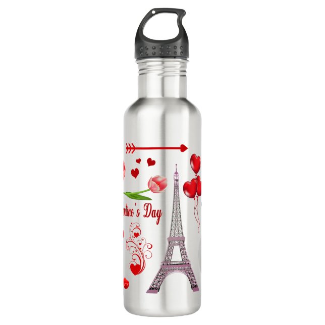 Botella De Agua Feliz Día de San Valentín Romántico regalo para pa (Anverso)