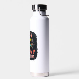 Botella De Agua Feliz Gatonavidad Gato Navidad Adorable Gatito Gat