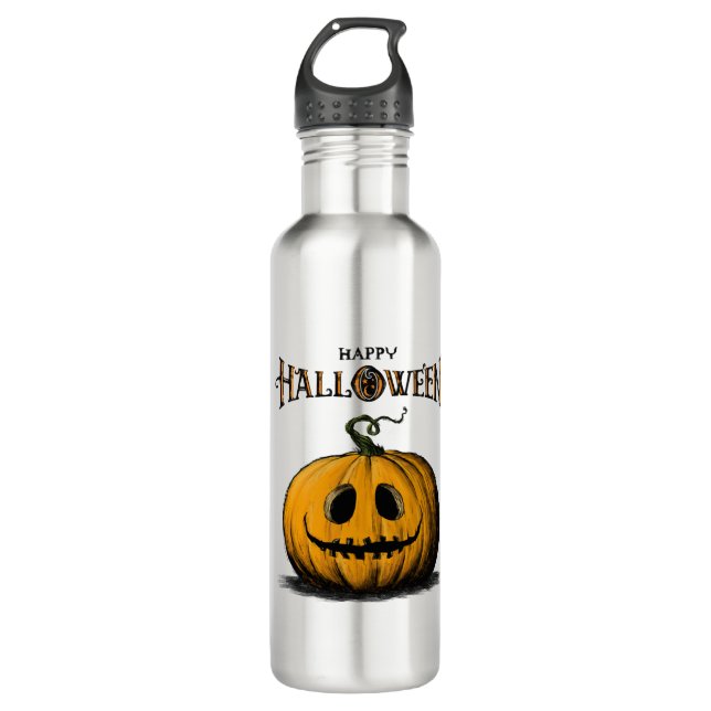 Botella De Agua Feliz Halloween Jack O'Lantern Naranja adulto (Anverso)