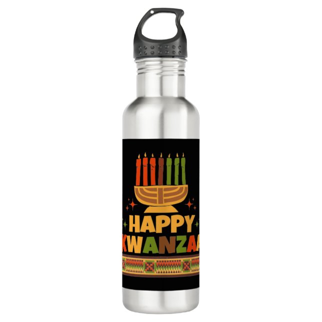 Botella De Agua Feliz Kwanzaa (Anverso)