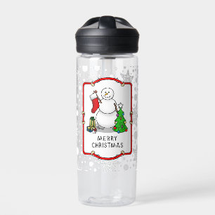 Botella De Agua Feliz Navidad 2 Árbol reaccionando a Snowman