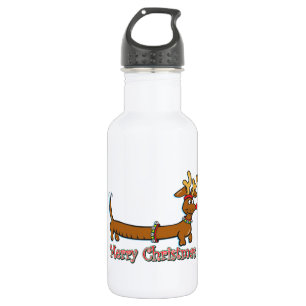 Botella De Agua Feliz Navidad Dachshund