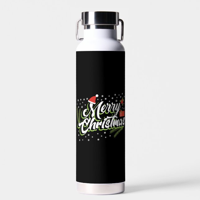 Botella De Agua Feliz Navidad - Diseño de Navidades (Delantero)