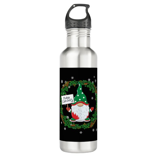 Botella De Agua Feliz Navidad gnomo (Anverso)