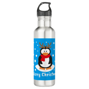 Botella De Agua Feliz Navidad Pingüino