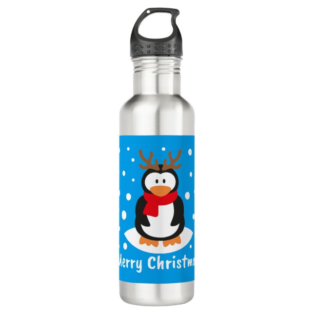 Botella De Agua Feliz Navidad Pingüino (Anverso)
