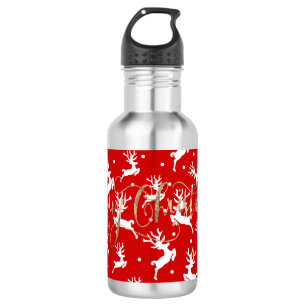 Botella De Agua Feliz Navidad Renoes Rojos