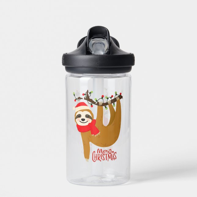 Botella De Agua Feliz Navidad Sloth Cute Holiday Niños (Delante)