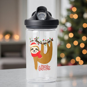 Botella De Agua Feliz Navidad Sloth Cute Holiday Niños