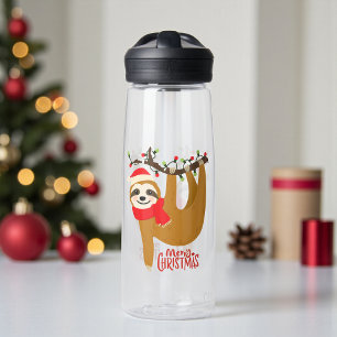 Botella De Agua Feliz Navidad Sloth Cute Holidays