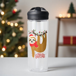 Botella De Agua Feliz Navidad Sloth Cute Holidays