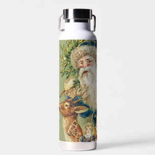 Botella De Agua Feliz Navidad, Tarjeta Antigüa, Santa y Reno