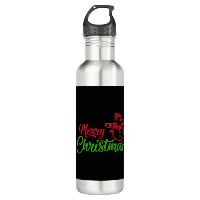 Botella De Agua Feliz Navidad X Snowman (Anverso)