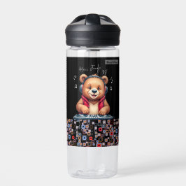 Botella De Agua Feliz oso pardo, DJ sonriente, jungla musical