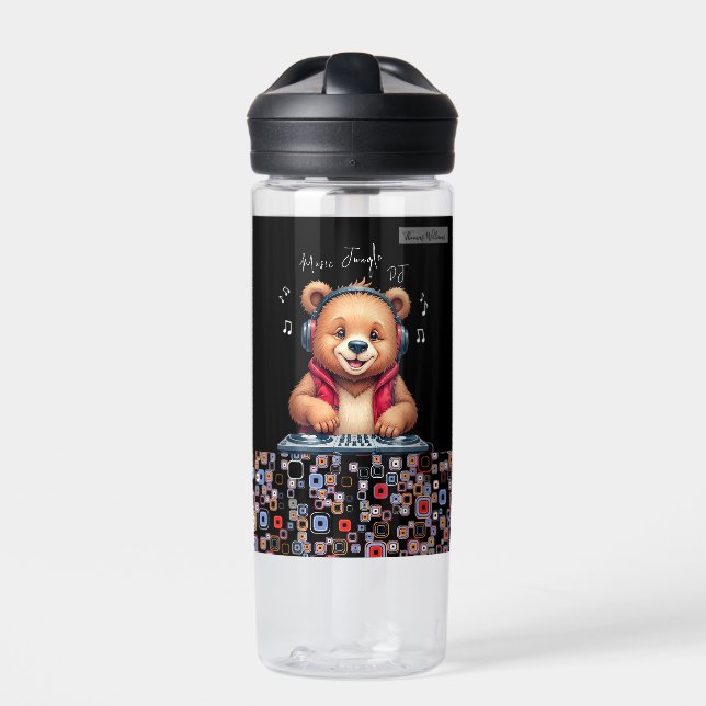 Botella De Agua Feliz oso pardo, DJ sonriente, jungla musical (Delante)