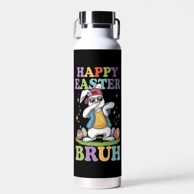 Botella De Agua Feliz Pascua Bruh Funny Dabbing Bunbit Bro (Delantero)