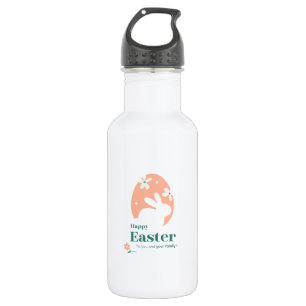 Botella De Agua Feliz Pascua – Diseño floral de conejo y huevo