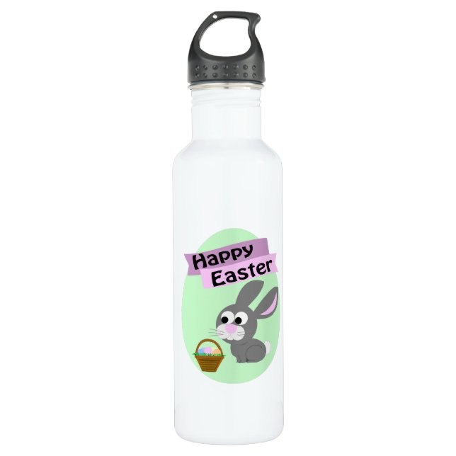 Botella De Agua ¡Feliz Pascua! Gray Bunny (Anverso)