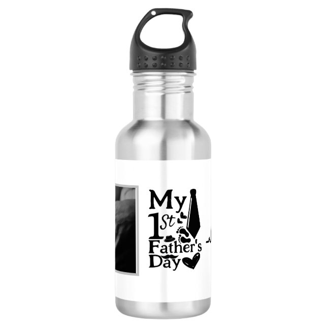Botella De Agua feliz primer día de padres te amo papá personaliza (Anverso)
