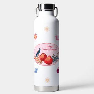 Botella De Agua Feliz Rosh Hashanah Patrón floral de Año Nuevo jud