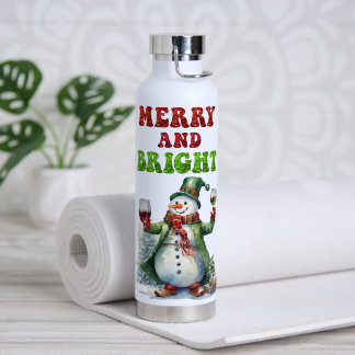 Botella De Agua Feliz y brillante Snowman