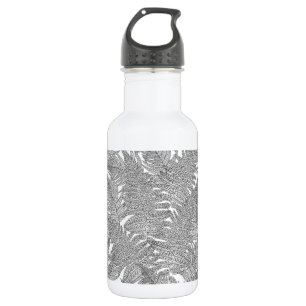 Botella De Agua Fern en blanco y negro
