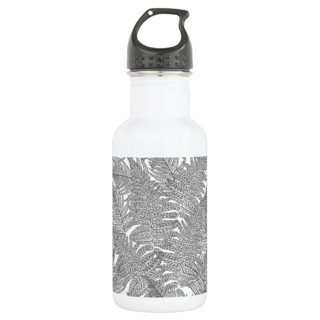 Botella De Agua Fern en blanco y negro (Anverso)