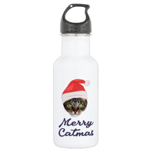 Botella De Agua Ferry Catmas, Navidades Cat Santa hat Invitación M