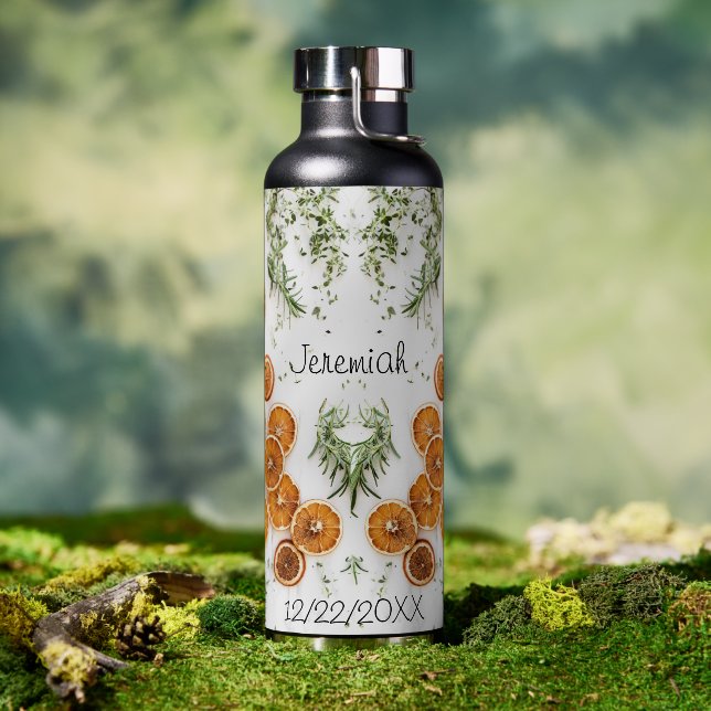 Botella De Agua Festividad con fecha personalizada (Exterior)