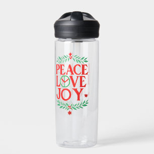 Botella De Agua Festividad de Navidades de Peace Love Joy