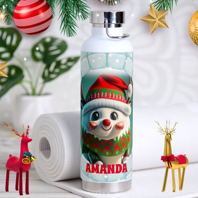 Botella De Agua Festividad de nombre personalizado de Navidades de (Subido por el creador)