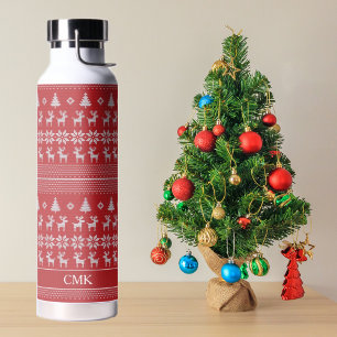 Botella De Agua Festividad personalizada de renos para Navidades r