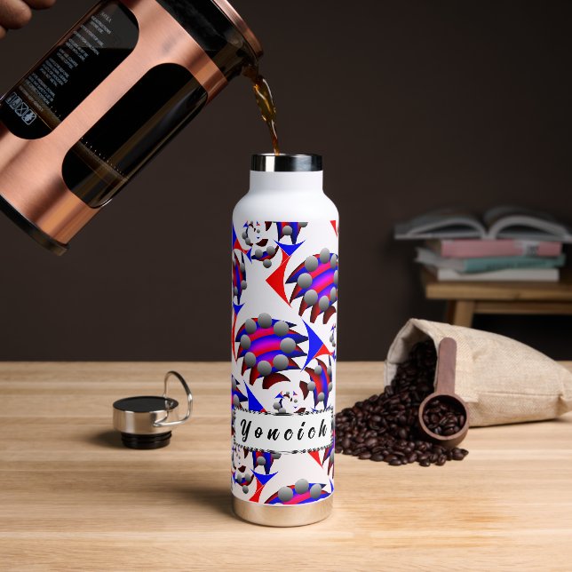 Botella De Agua Fibonacci 'Fish' por Kenneth Yoncich (Café)